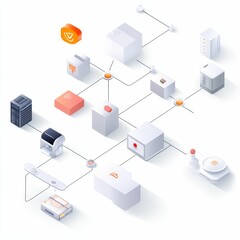 Isometric illustration of a network system.