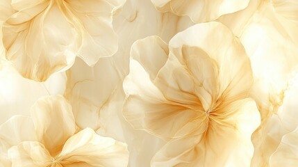 Seamless pattern of alcohol ink floral designs featuring beige glossy strokes and marble textures perfect for elegant backgrounds or artistic prints