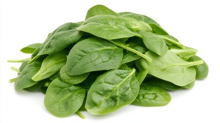 Fototapeta premium A pile of fresh, vibrant spinach leaves, Their verdant color evoking health and vitality