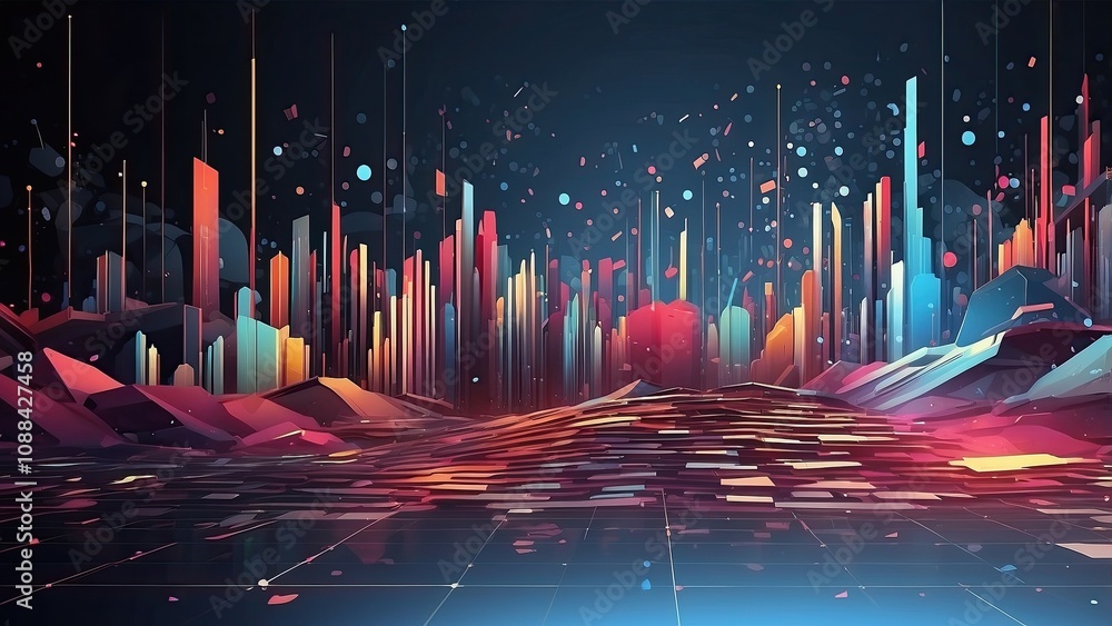 Poster background of digital data that is abstract. network capabilities, technological procedures, digital