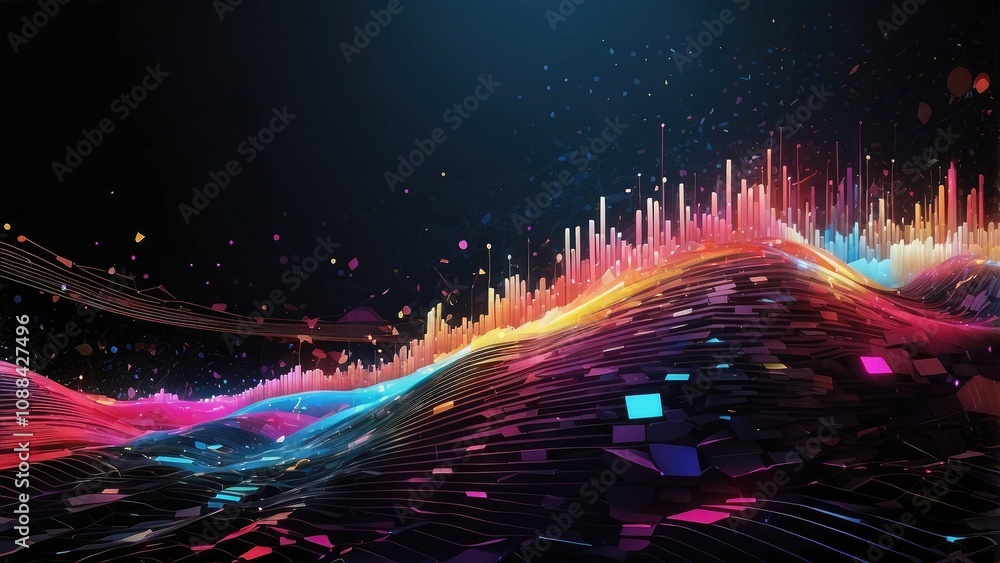 Poster background of digital data that is abstract. network capabilities, technological procedures, digital