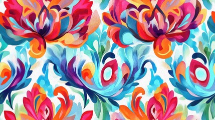 Vibrant seamless pattern of colorful decorative texture painting ideal backdrop for artistic designs