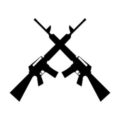 Crossed rifles icon on white background. Vector illustration.