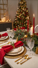 Elegant Holiday Table for Christmas Dinner