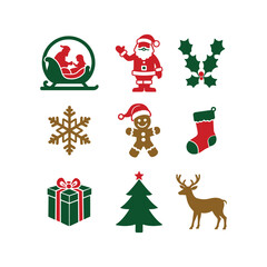 Christmas icons set. Christmas decoration icon set with vector art illustration.