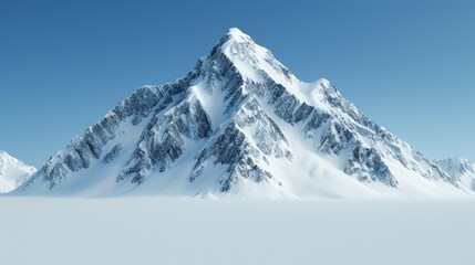 Obraz premium Snow-capped mountain peak against a clear blue sky.