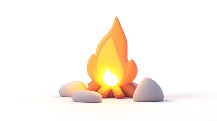 3D Render of a Realistic Fire Flame Icon