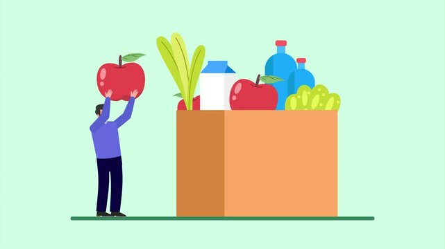 Animated video Charity and donation concept. Full length animation illustration. High quality 4k footage.