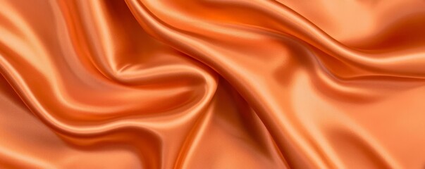 Fototapeta premium Close-up of textured silk in vibrant orange tones