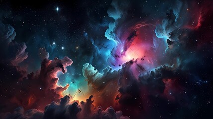 Colorful space galaxy cloud nebula. Stary night cosmos backgroud