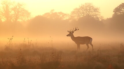 Naklejka premium Majestic Sika Deer in Golden Forest