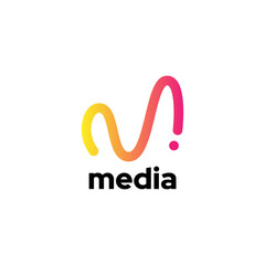 letter m media digital logo icon design.