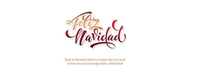 Feliz Navidad spanish Merry Christmas Modern calligraphy lettering on sticker for season greetings. Vector background