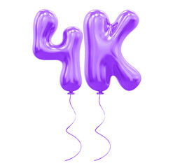 4K Follow Balloon Purple Number 3D