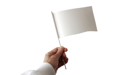 Hand holding flag isolated, transparent background