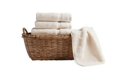 Towel in basket isolated, transparent background