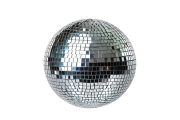 Silver disco ball isolated, transparent background