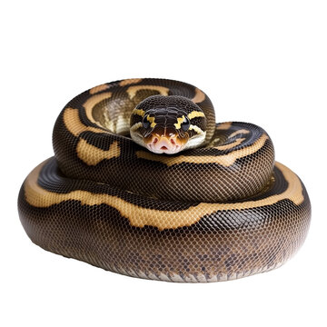 Ball python curled up in a relaxed position