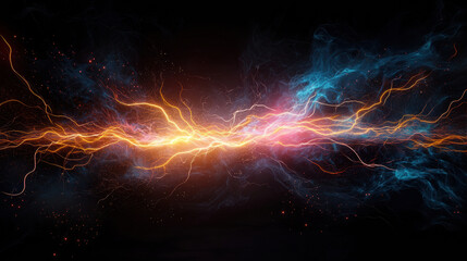 Obraz premium Colorful lightning like sparks glowing and branching create vibrant scene