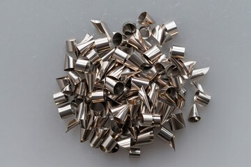 Isolated Metallic Shavings Falling on Transparent Background
