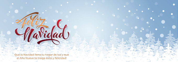 Feliz Navidad spanish Merry Christmas Modern calligraphy lettering on sticker for season greetings. Vector background