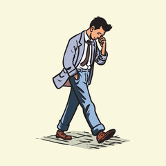 Sad man walking down number 05