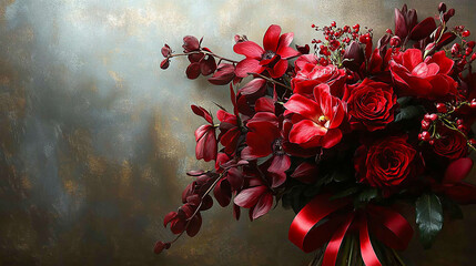 A fresh bouquet of red flowers in full bloom