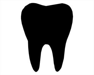 a tooth is shown in black on a white background