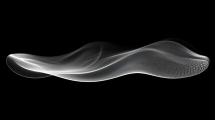Fluid white wave on black background: modern abstract art in motion