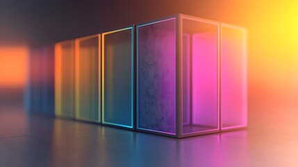 Futuristic illuminated panels in vibrant colors