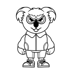 Mascot character design cartoon of koala outline