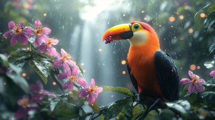 Fototapeta premium Toucan in a Tropical Rainforest