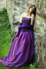 woman in violet gown