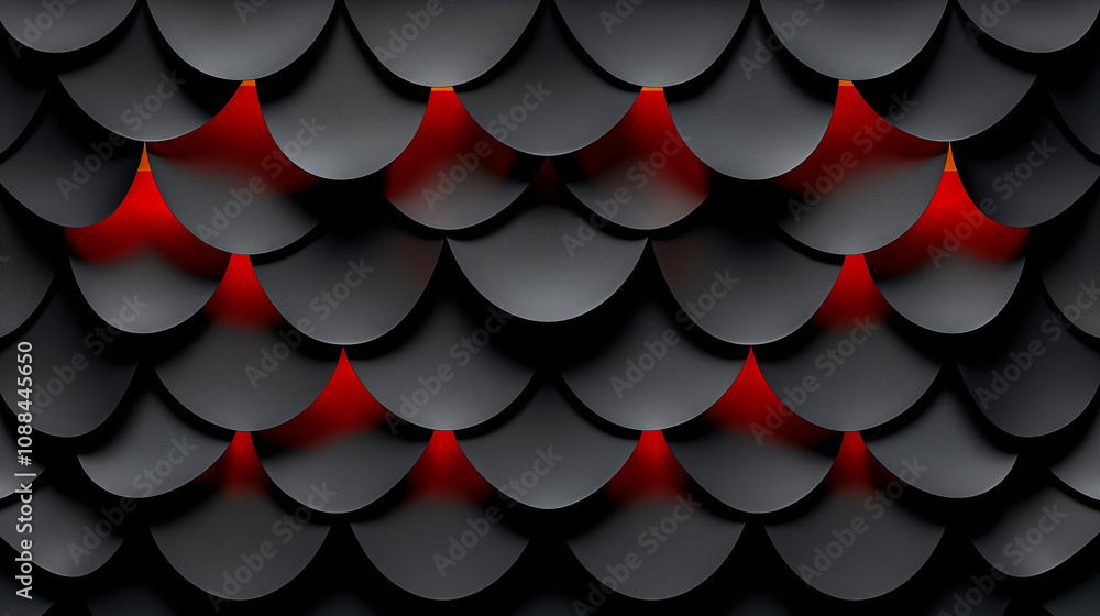 Poster dark scales pattern with red glow highlights..