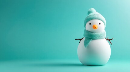 funny snowman on a turquoise background