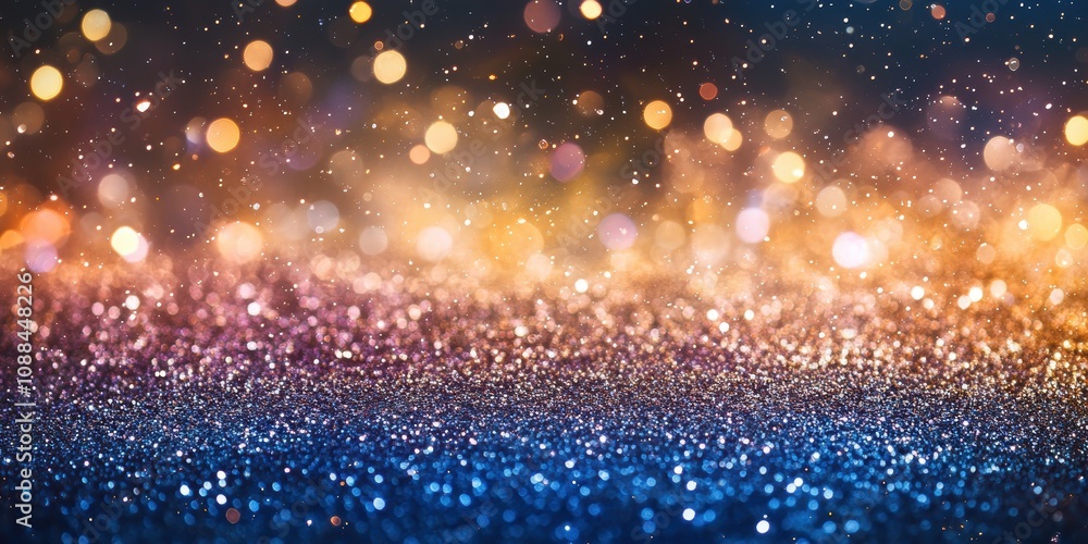 Poster a shimmering background of colorful bokeh lights and glitter.