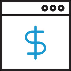 Web and Dollar Line Icon
