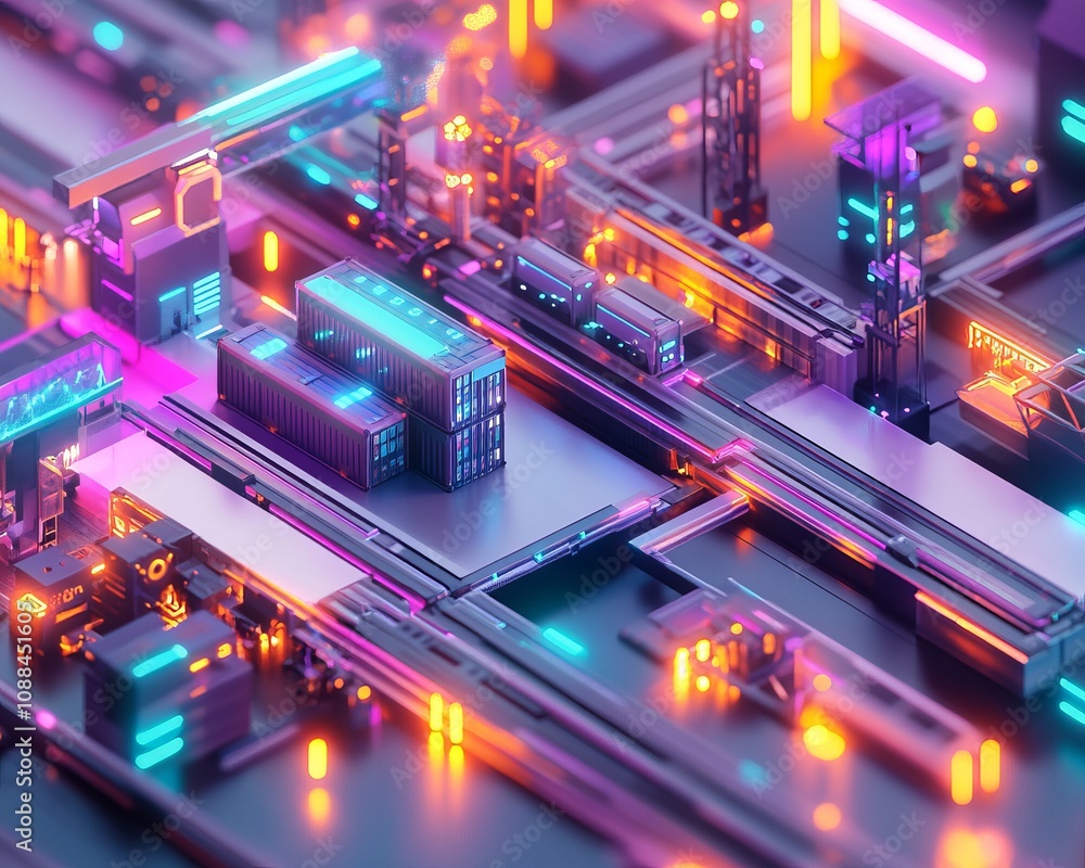 Poster innovative supply chain blockchain system featuring smart contracts digital infrastructure futuristi