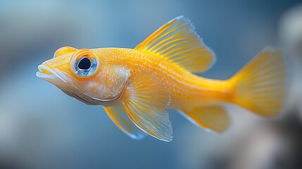 Close-up of a Golden Fish with Striking Blue Eyes