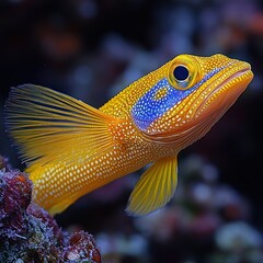 Obraz premium Close-up of a Yellow and Blue Goby Fish