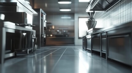 Stainless steel professional kitchen with industrial picture