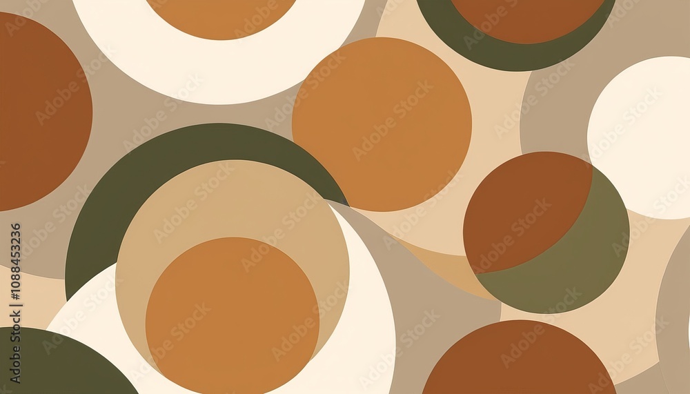 Poster modern geometric abstract art with earth tones in circular patterns