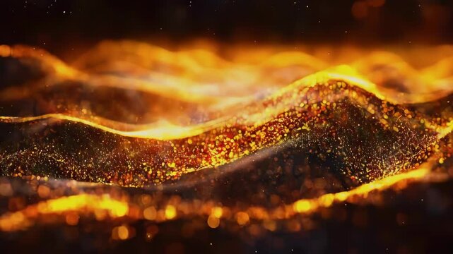 video of luxurious background featuring sparkling gold waves set against a black backdrop