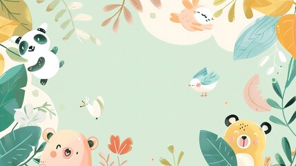 Cute Children's Cartoon Background - A Whimsical World of Fun and Imagination for Kids. The Colorful and Playful Elements, with Charming Characters and Cheerful Scenes