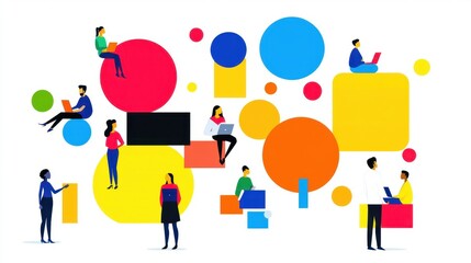 Fototapeta premium Creative team collaboration office digital art colorful conceptual