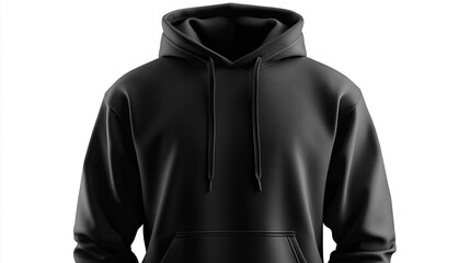 Black hoodie mockup for fashion display or online store showcasing versatile winter wear