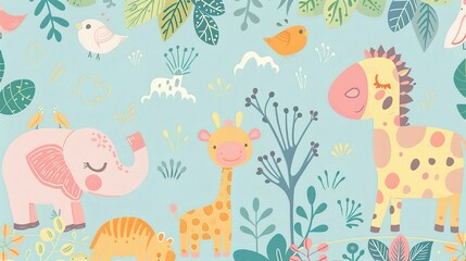 Cute Children's Cartoon Background - A Whimsical World of Fun and Imagination for Kids. The Colorful and Playful Elements, with Charming Characters and Cheerful Scenes