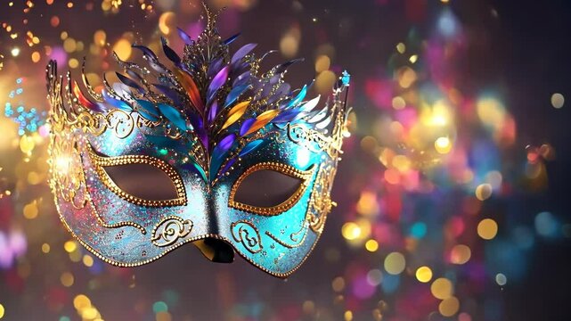 Carnival party. Venetian female mask, masquerade, mardi grass celebration