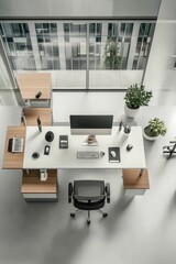 A modern minimalist office workspace.