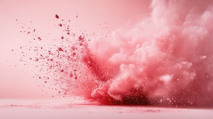 Obraz premium Dynamic Powder Explosion in Soft Pink Hue, Capturing Energy and Motion, Perfect for Creative Projects and Artistic Displays in Visual Media